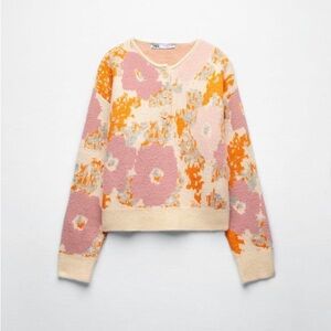Zara Floral Jacquard Knit Sweater